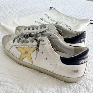 BRAND NEW GOLDEN GOOSES: Women's Super-Star with golden star and blue heel tab